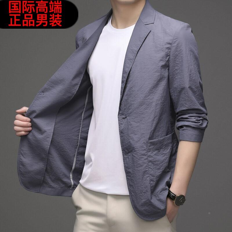 休闲西服男春YY28833夏薄款透气冰丝防晒男士小西装外套衣高单西