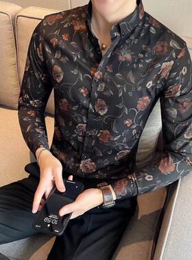 香闲港衬衫男长袖高级EGQ感尚帅气轻熟风男花士衬衣商务休职业时