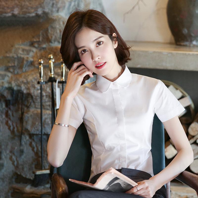 欧洲站短袖白色衬衫女设计感小众职业装2024年夏季工作服气质上衣