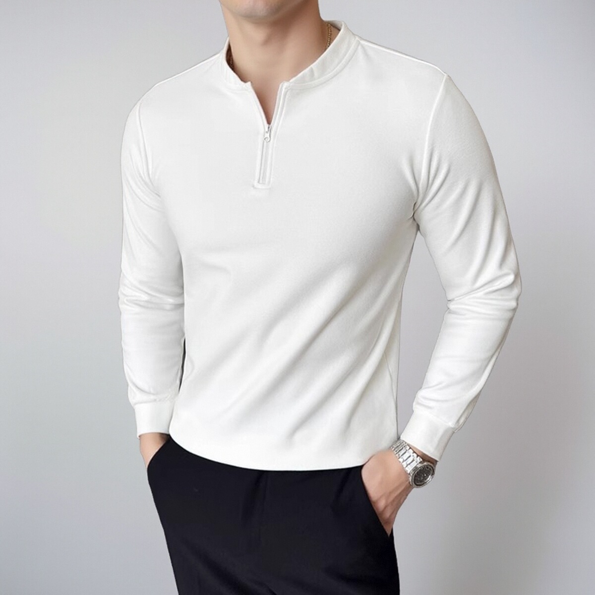 半拉链polo衫男款秋季痞