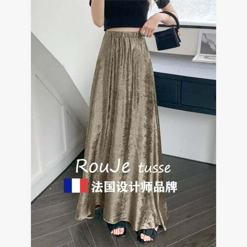 法国Roje tuse高垂感半s身u裙金属感亮闪腰半裙遮跨大72105399摆