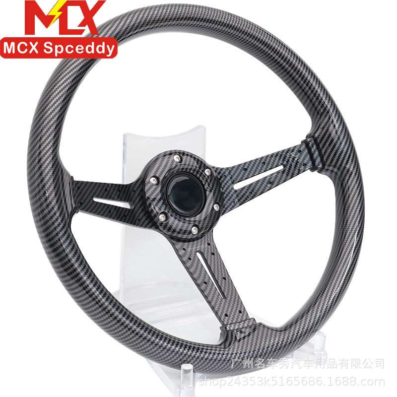 新款 汽车改装ABS碳纤维方向盘14寸340mm 中凹改装赛车转向盘通用