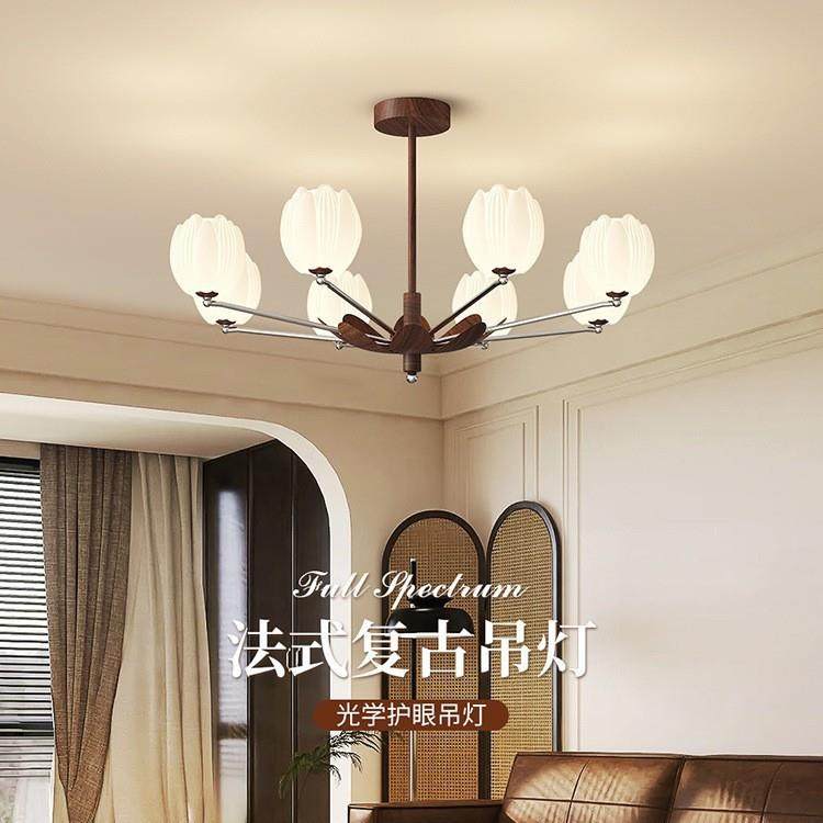 法式复古风吊灯客厅主灯中古美拉德卧室房间餐厅书房创意花朵灯具,家装灯饰光源,智能吊灯,淘宝优惠券,粉丝福利购,淘宝优惠卷