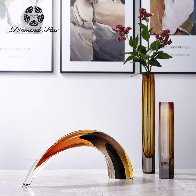 琉璃仙境创意牛角摆件家居装饰客厅书房办公样板间软装工艺品摆件