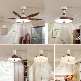 中古风餐厅风扇灯家用静音客厅吊扇灯卧室护眼奶油风吸顶风扇灯