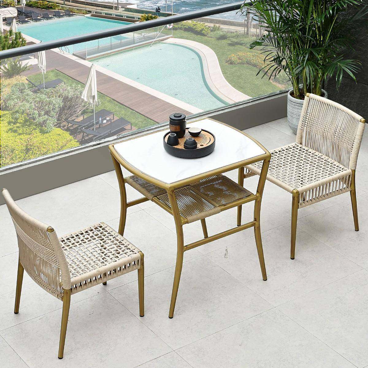户外庭院桌椅简约休闲茶几三件套小户型家用阳台绳编一桌二椅组合,商业/办公家具,商用藤编家具,淘宝优惠券,粉丝福利购,淘宝优惠卷