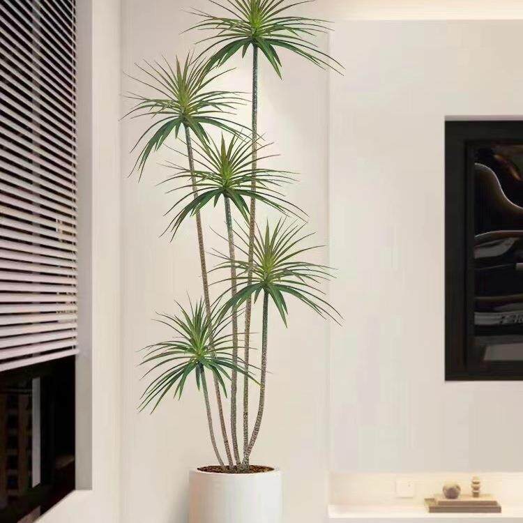 轻奢仿真绿植千年木客厅装饰盆栽植物仿生假花龙血树室内落地摆件