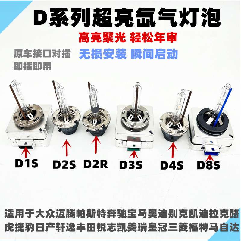 汽车氙气灯泡D1S D2SD2R D4S D4R D5S D8SHID氙气灯35W高亮