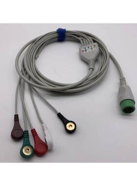 兼容迈瑞T5T8/IPM8/10科曼心电监护仪导联线12针导连线五导扣式