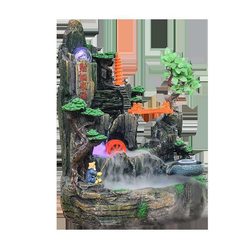 风水轮假山流水生财山水高山水车循环水办公室客厅装饰品摆件景观