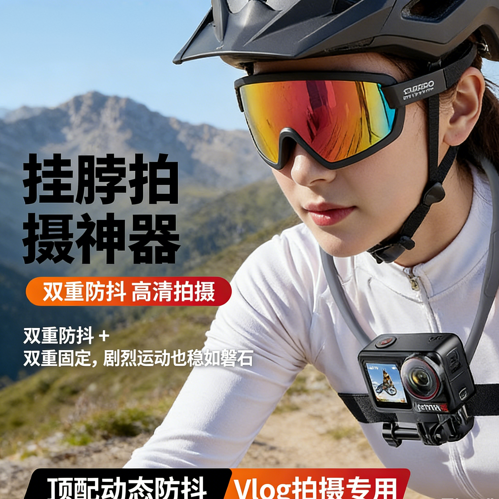 适用大疆action6/5pro/4/3挂脖支架SE2.0挂脖gopro运动相机acepro2手机挂脖大疆pocket4/3胸前固定支架