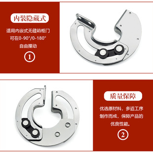KMN90度180度圆弧旋转限位铰链R6系不锈钢半圆形内装隐藏式合页