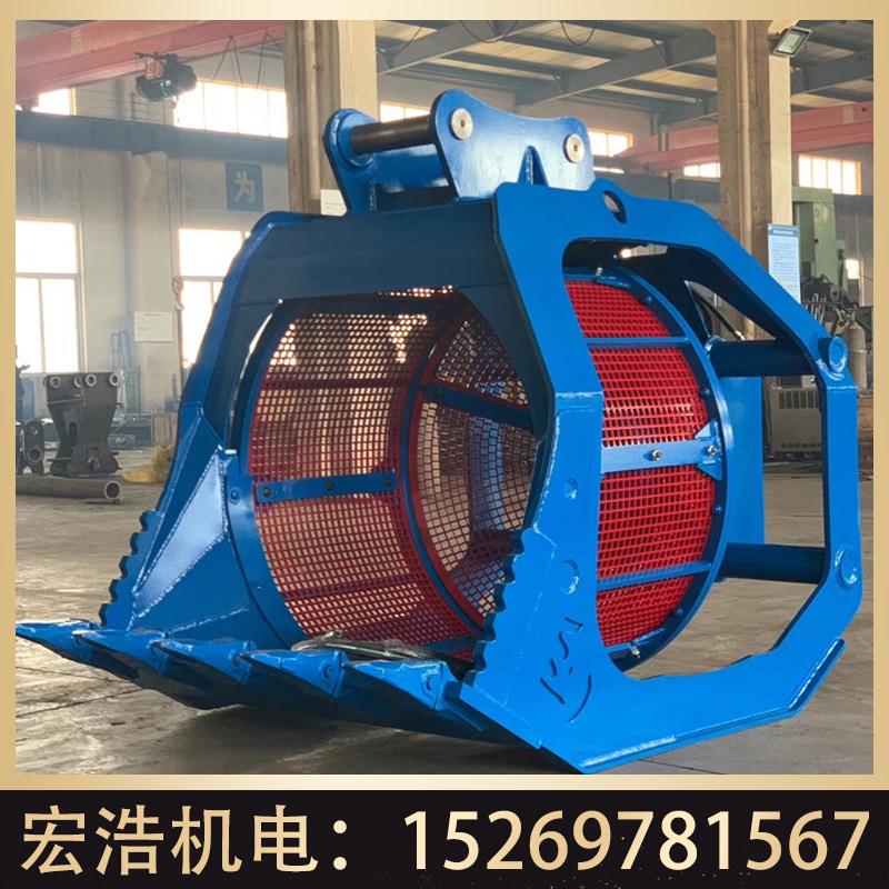 建筑工程 HH-21110机筛沙土方斗 河道鹅挖卵石液压清理筛机挖旋转