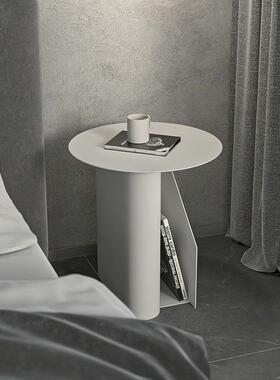 型北创欧设边计师卧33538室床头柜现代简约白色极简小意床柜轻奢