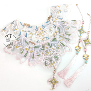 手工缝纫拼接汉服重工明制百搭假领子四季配饰绣花华丽刺绣云肩