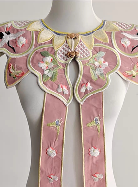 云肩重工汉服国风刺绣马面裙学士服飘带女童成人衬衣百搭明制披肩
