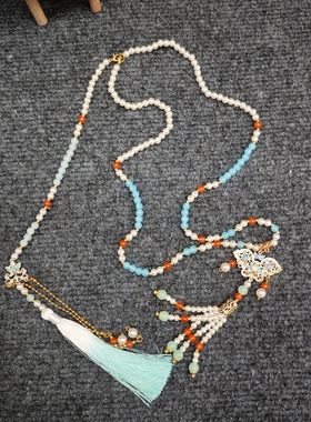 【思华年】景泰蓝蝴蝶长璎珞背云流苏明制汉服项链国风马面裙配饰