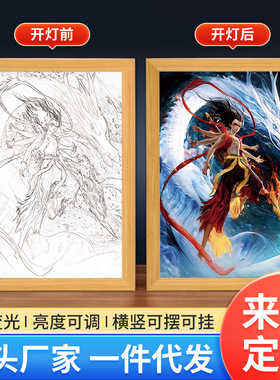 哪吒2动画电影周边灯光画 卧室床头氛围灯新款节日礼物创意发光画