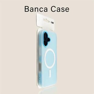 新款蓝色磁吸适用iPhone16肤感果冻苹果15pro手机壳14pro磨砂13