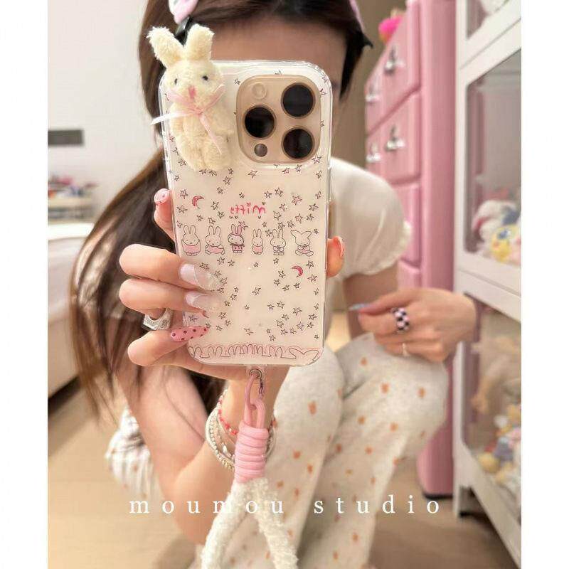 可爱涂鸦星星米菲兔立体适用iPhone16promax苹果15手机壳17新款14