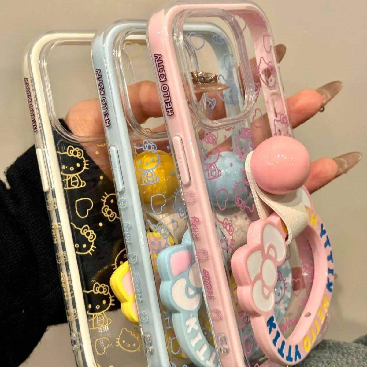 可爱线条爱心猫咪指环支架适用于iPhone16Promax手机壳苹果15潮13