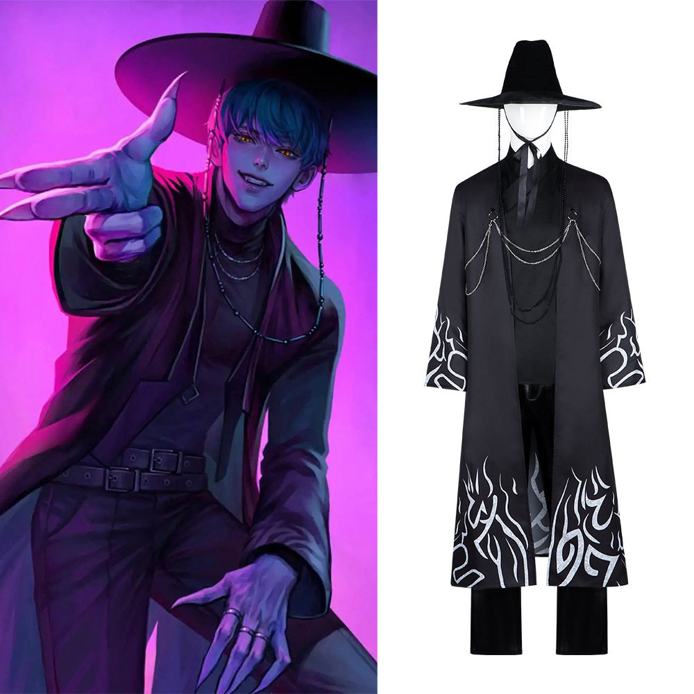 K-POP：猎魔女团cos服沙加男孩秦宇男团贝比黑色打歌服cosplay服