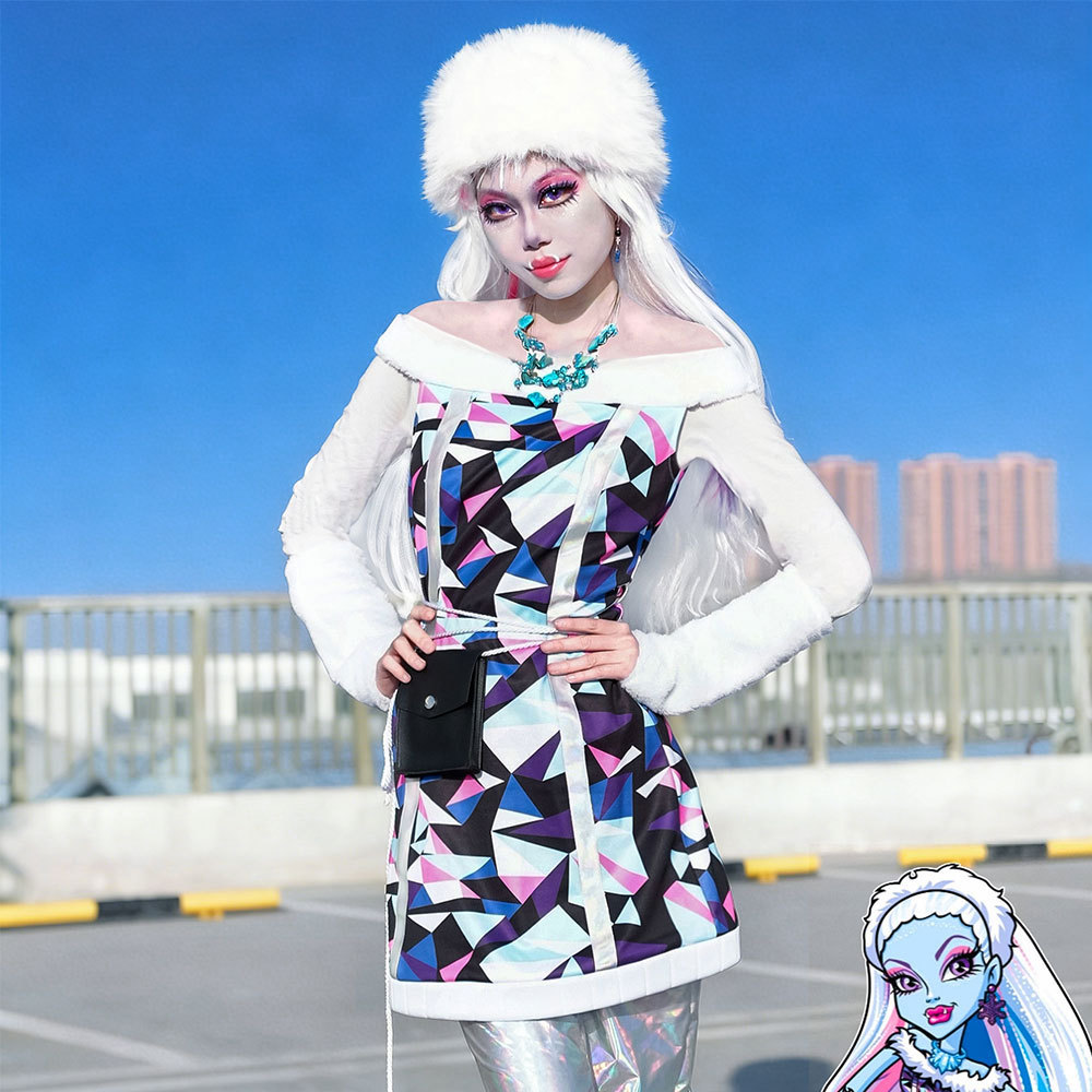 MonsterHigh雪女cos服雪女艾比cosplay全套怪物高中圣诞节血妞