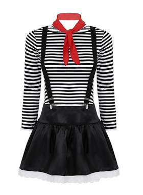 哑剧小丑服装马戏团表演服话剧演出服小丑装条纹套装