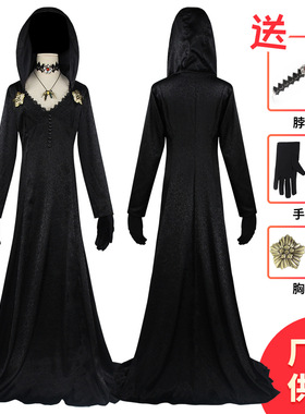 万圣节cos服生化危机8村庄蛾女黑色长款连衣裙cosplay服装女装