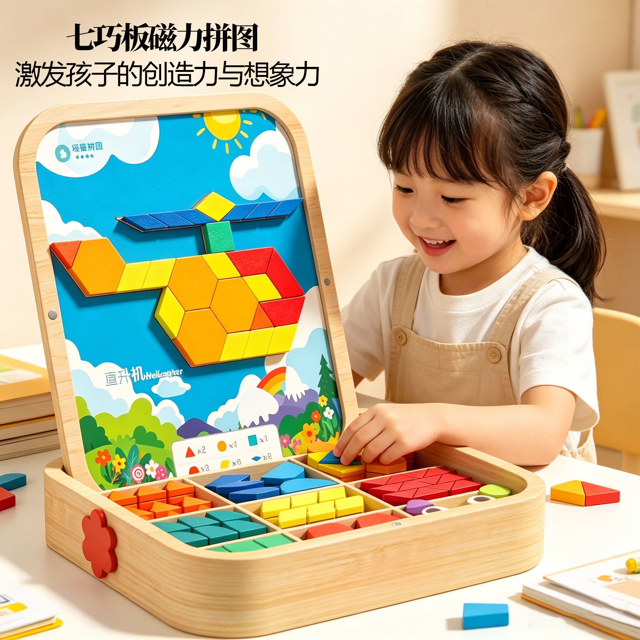 德国七巧板磁力拼图积木益智玩具