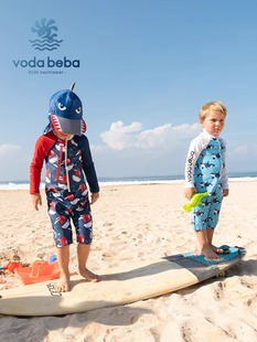 防晒泳装 速干宝宝小中大童沙滩裤 Beba儿童泳衣男童连体长袖 Voda