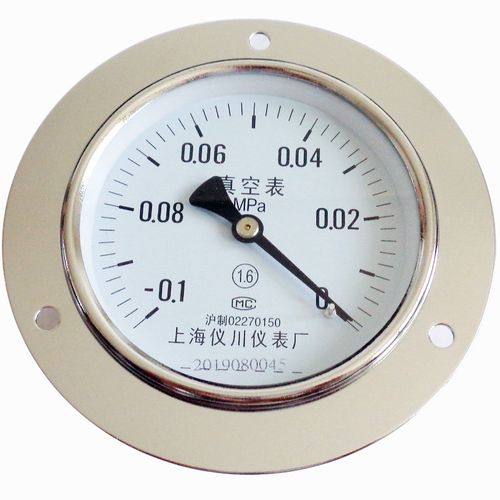 上海仪川仪表-0.1~0MPA轴向带边真空表面板表背接负压表Y100ZT