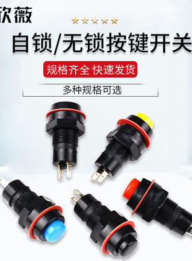 按钮开关DS-213/211自无锁点动复位黄蓝绿白黑红色安装孔10MM铜脚