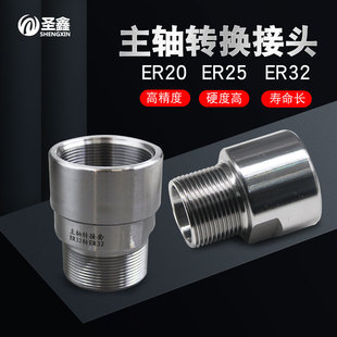 雕刻机主轴电机转换接头转子延长杆ER20ER25ER32转换套螺母防滑牙
