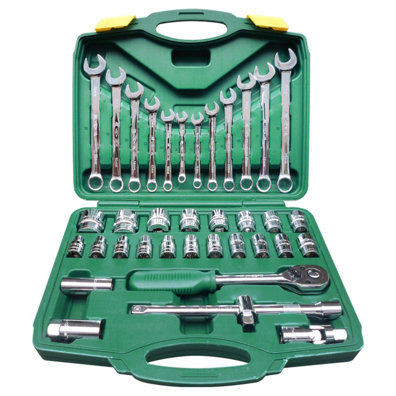胜达工具 37件套筒工具套装 汽修机修6角型套筒扳手组合工具箱