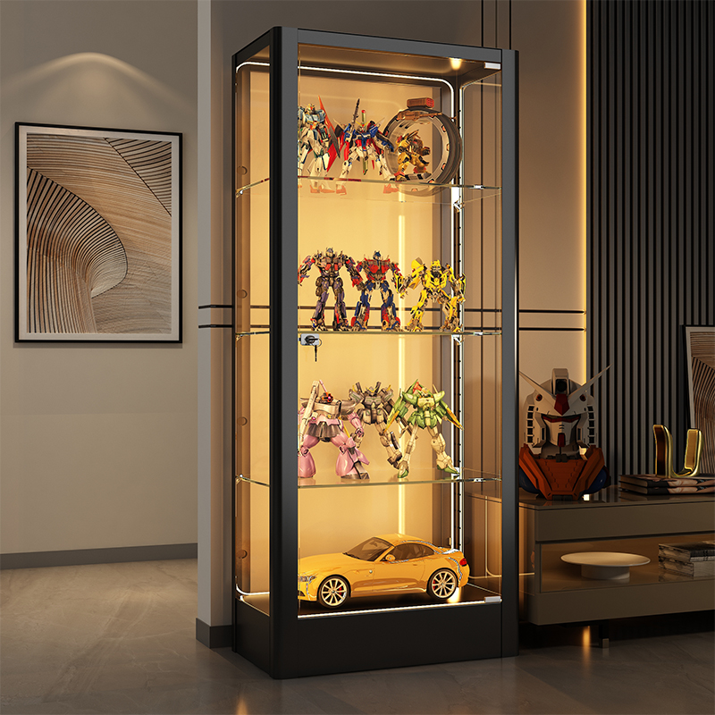 手办展示柜带灯全玻璃柜透明乐高模型陈列柜家用防尘展柜高达柜子