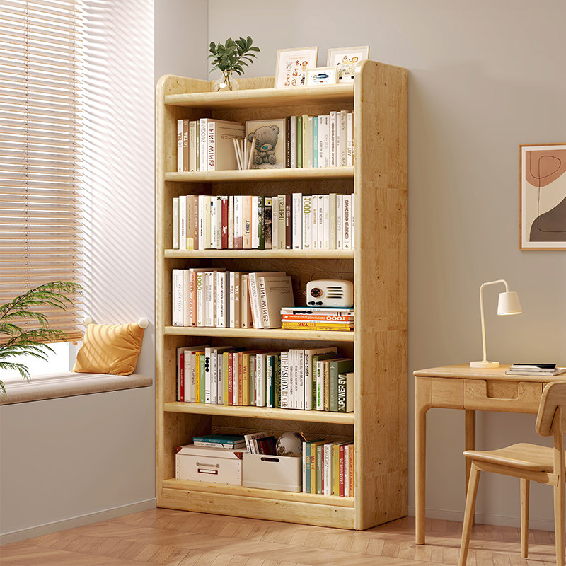 全实木书架置物架落地转角书柜家用展示柜收纳柜一体靠墙简易柜子