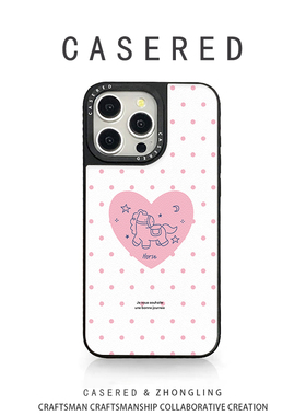 CASERED日韩波点粉马适用于苹果17手机壳新款小米15华为pura80黑框vivo荣耀iPhone16promax/13OPPO14羊皮三星