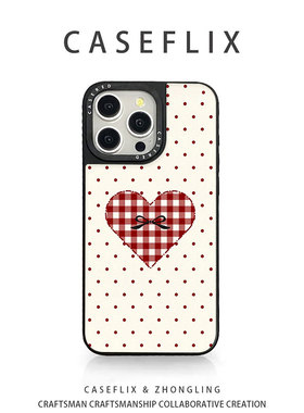 CASERED简约波点爱心适用于苹果17手机壳小米15华为mate70硅胶vivo荣耀新款iPhone16promax/13皮纹OPPO三星s2