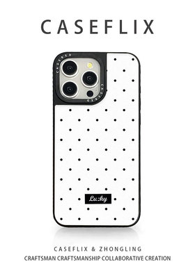 CASE联名黑色波点适用于苹果16手机壳小米15华为mate70硅胶pura80新款iPhone13promax/12皮纹RENO14三星s24