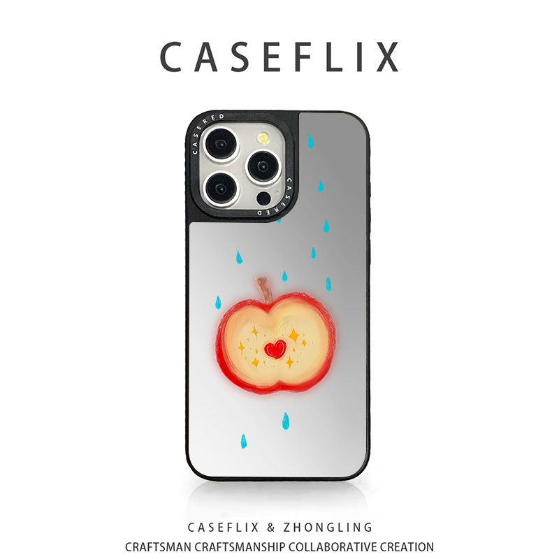 苹果17简约蓝底苹果手机壳