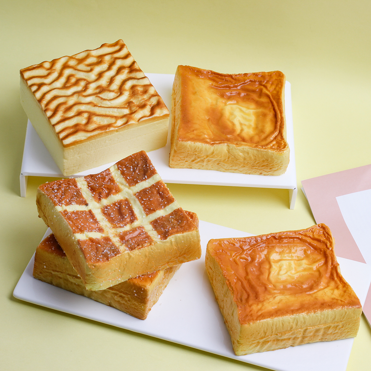 湿软慢回弹厚厚吐司煎蛋华夫饼面包蛋糕食玩解压捏捏玩具甜品道具