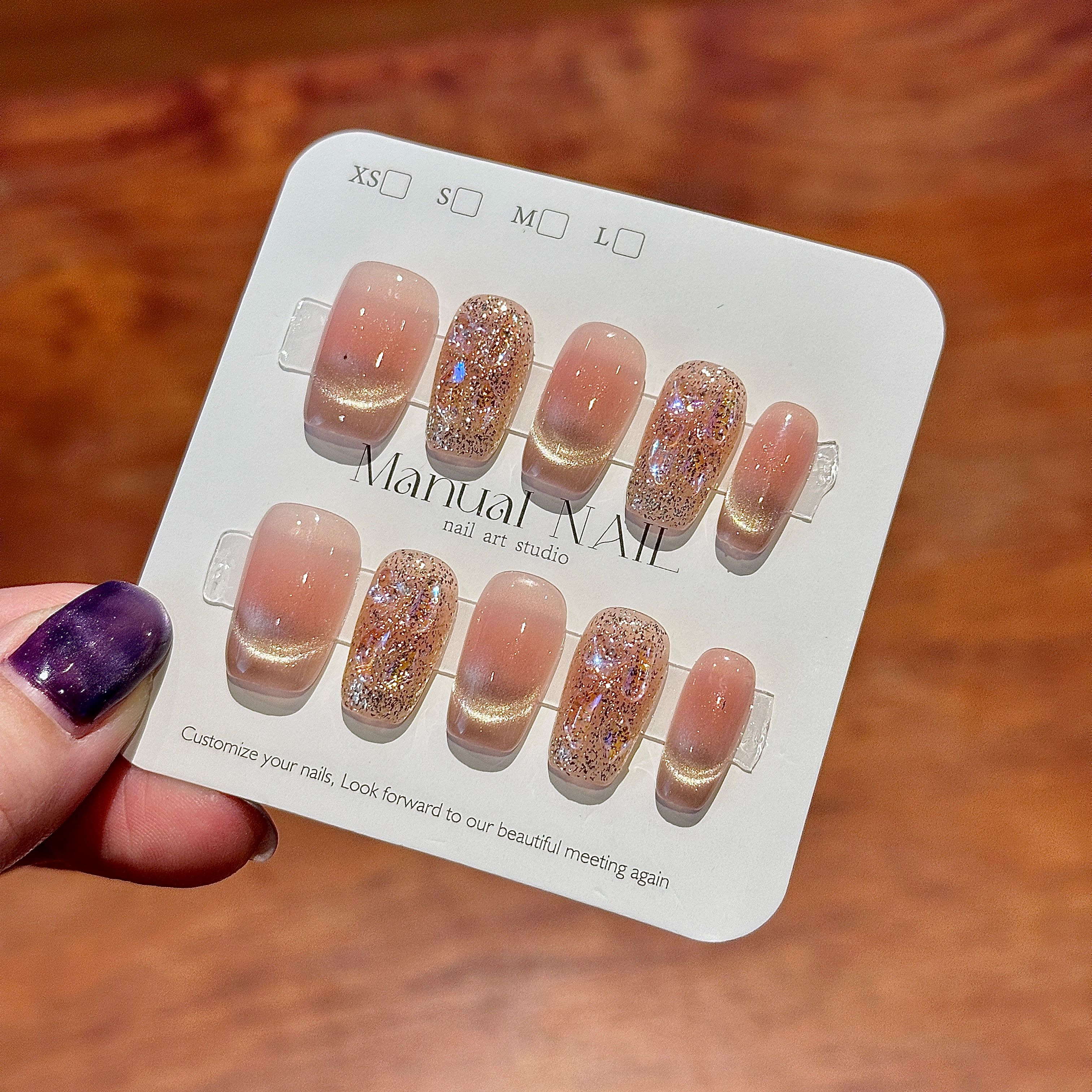 流光星辰|纯手工绝美美甲穿戴甲短款2025新款高级感轻奢裸色甲片