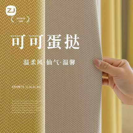 轻奢窗帘遮光现代简约北欧拼色卧室2025年新款客厅提花莫兰迪全布