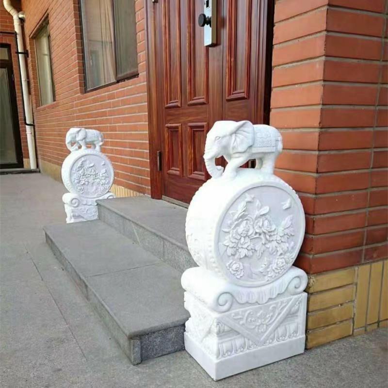 石门墩抱鼓石貔貅狮子头青石雕刻做旧老石鼓门口鼓