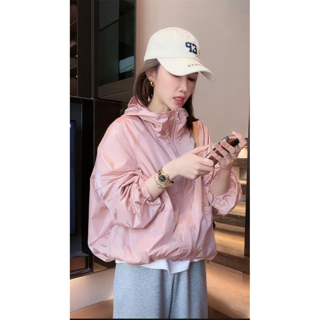韩国短款宽松连帽防晒服外套女2024夏季新款休闲薄款小个子防晒衣