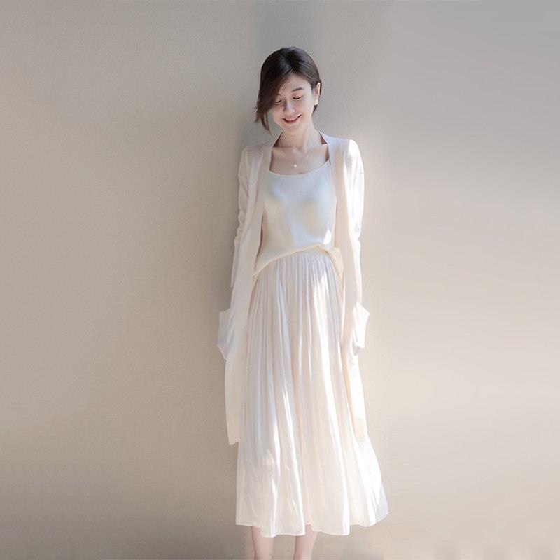 欧洲站春夏2026新款潮高贵优雅气质三件套女超仙温柔风开衫半身裙