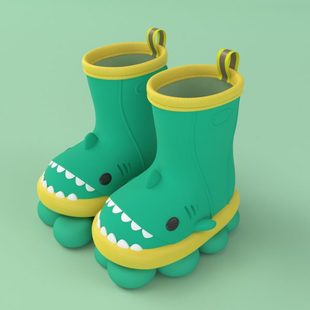 男童女童 卡通儿童雨鞋 雨靴防水胶宝宝可爱鞋 鱼鲨水鞋 幼儿小防滑鞋