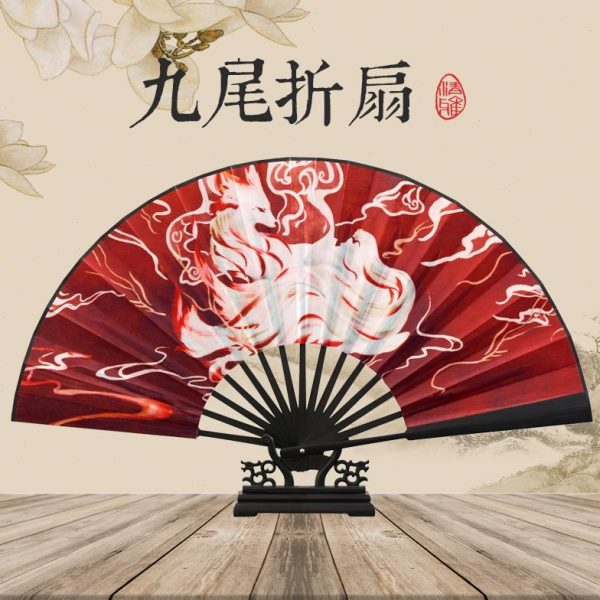 古风彼岸花中国风汉服新中式学生红色折叠扇马面裙折扇扇子九尾狐