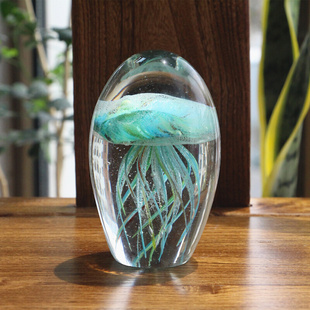 水晶球琉璃发光水母球摆件海x洋动物鱼缸造景生日教师礼物送男女